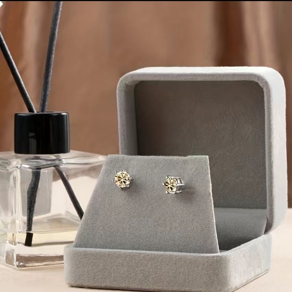 NWT 🤍 .925 STERLING SILVER 1.0 CARAT WHITE MOISSANITE 6-PRONG STUD EARRINGS - Picture 4 of 10